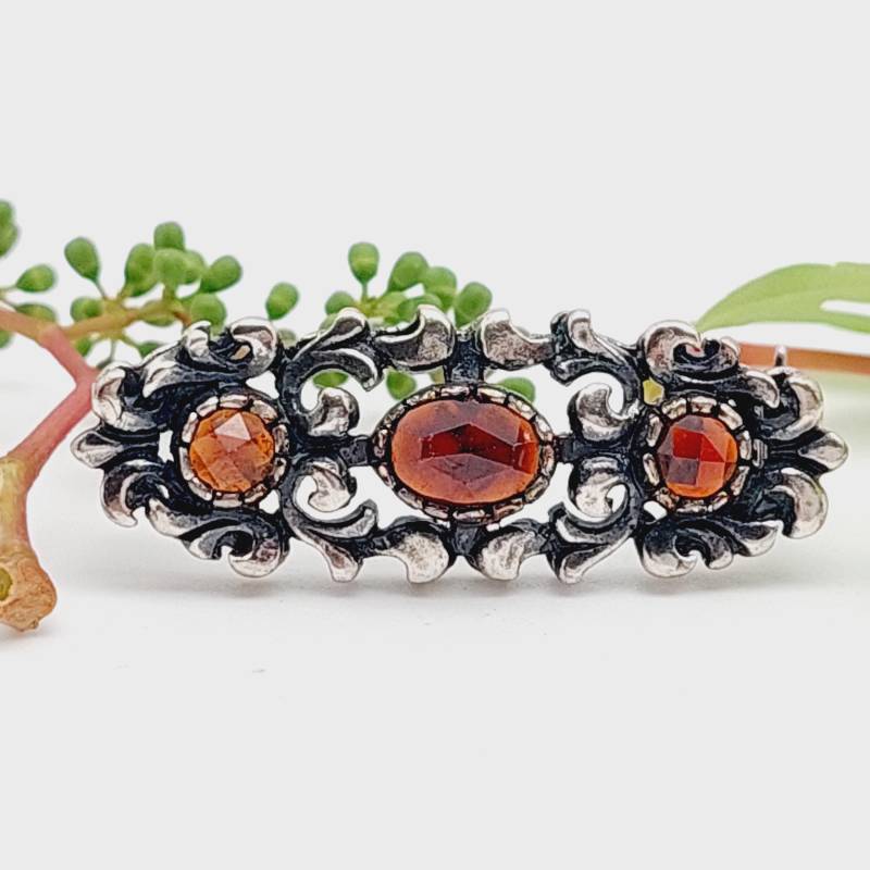 Schöne Antike 800Er Silber Stabbrosche Roter Granat Stein Brosche Trachtenschmuck Dirndl von SchmuckparadiesShop