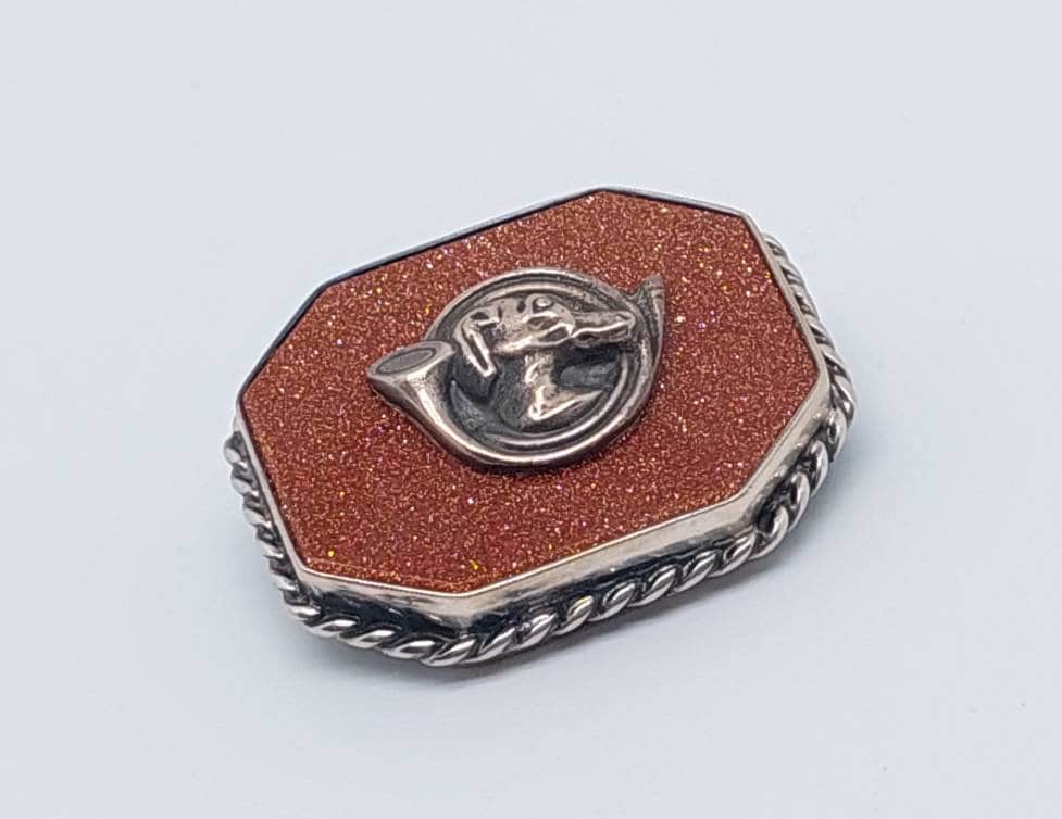 Schöne Antike 835Er Silber Stabbrosche Goldfluss Stein Brosche von SchmuckparadiesShop