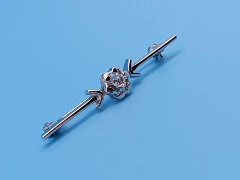 Schöne Antike 835Er Silber Stabbrosche Zirkonia Stein Brosche Schöne Antike 835Er Silber Stabbrosche Zirkonia Stein Brosche von SchmuckparadiesShop