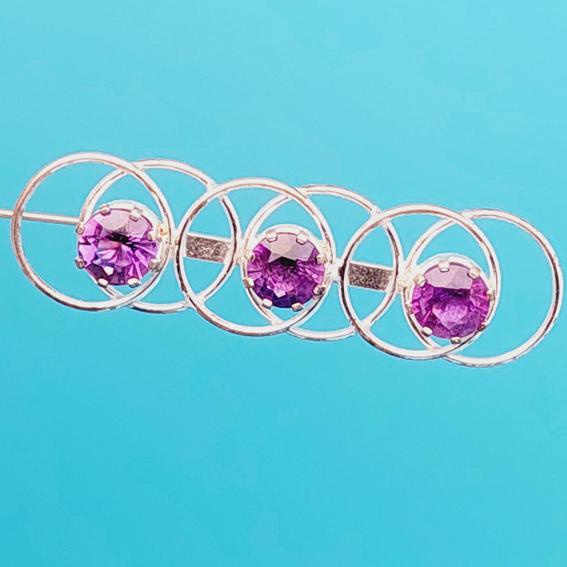 Schöne Antike 925Er Silber Brosche Jugendstil Lila Farbender Stein von SchmuckparadiesShop