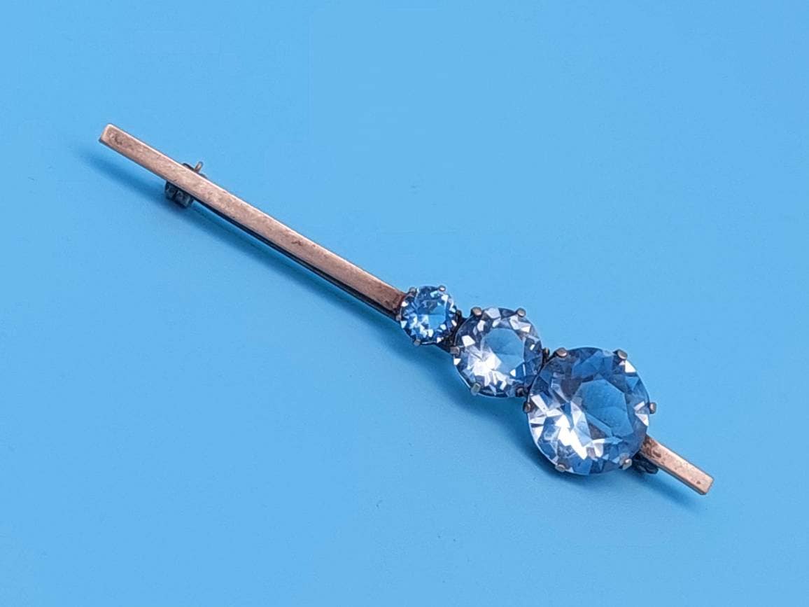 Schöne Antike Silber Stabbrosche 3 Hell Blaue Steine Brosche Schöne Antike Silber Stabbrosche 3 Hell Blaue Steine Brosche von SchmuckparadiesShop