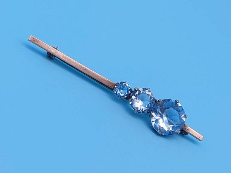 Schöne Antike Silber Stabbrosche 3 Hell Blaue Steine Brosche Schöne Antike Silber Stabbrosche 3 Hell Blaue Steine Brosche von SchmuckparadiesShop