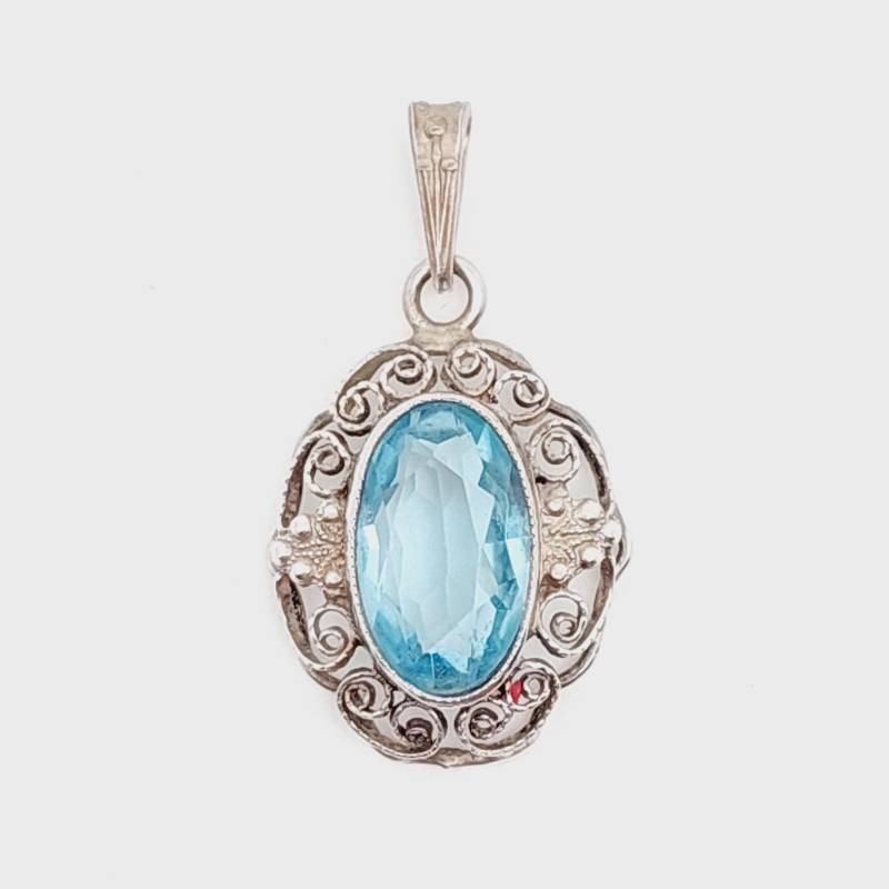 Sehr Schöner Antiker 835 Silber Anhänger Jugendstil Hellblau Geschliffener Stein Aquamarin Farbe Sehr Schöner Antiker 835 Silber Anhänger Jugendstil Hellblau Geschliffener Stein Aquamarin Farbe von SchmuckparadiesShop