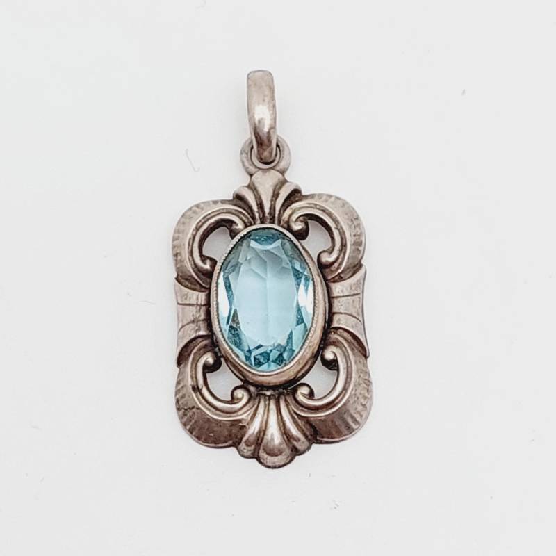 Sehr Schöner Antiker 835Er Silber Anhänger Art Deco Hellblau Geschliffener Stein Aquamarin Farbe Andreas Daub Sehr Schöner Antiker 835Er Silber Anhänger Art Deco Hellblau Geschliffener Stein Aquamarin Farbe Andreas Daub von SchmuckparadiesShop