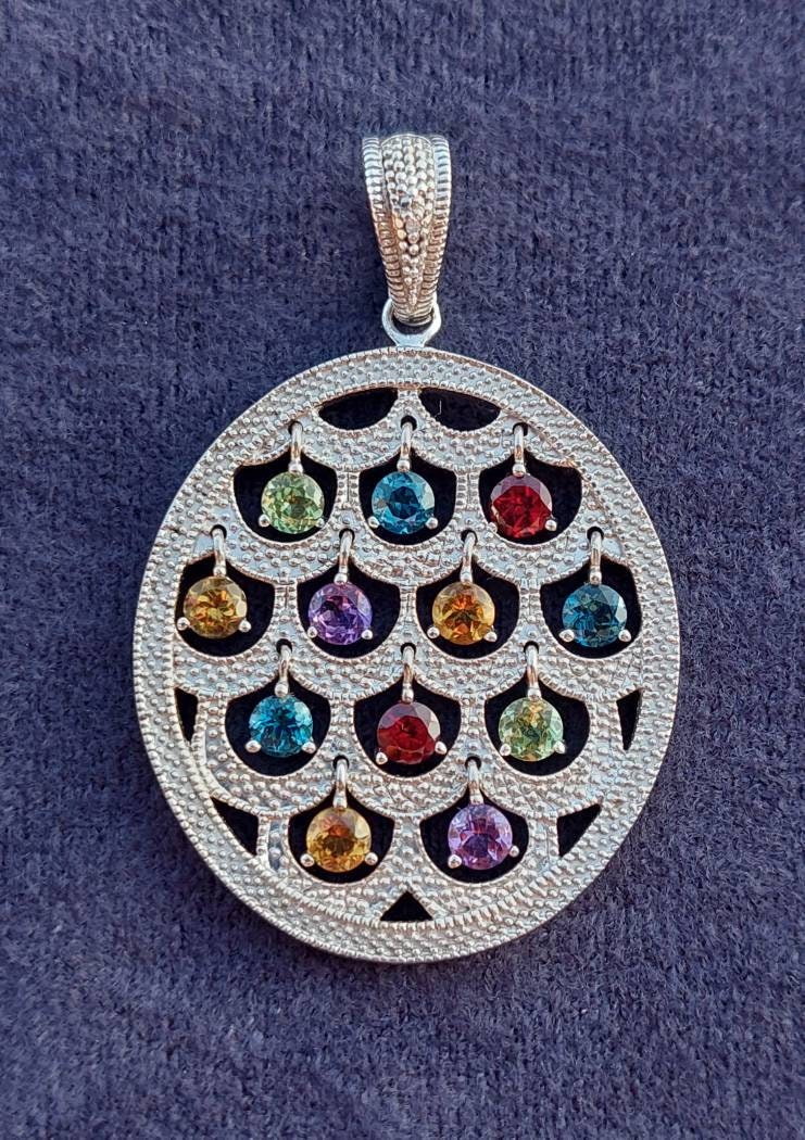 Sterling Silber Anhänger Mit Bunten Strasssteinen von SchmuckparadiesShop