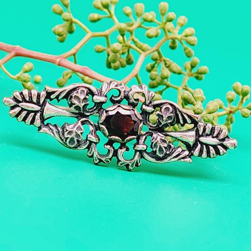 Trachten Brosche Mit Granat Steinen 835Er Silber Schmuck Granatsteine von SchmuckparadiesShop