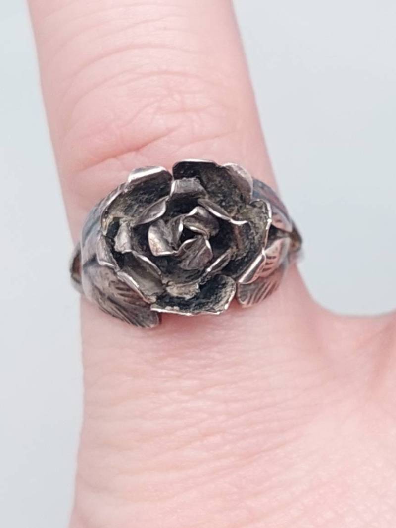 Vintage 835 Silberring Rosen Blumen Ring Gr 16 Us 7 1/2 von SchmuckparadiesShop