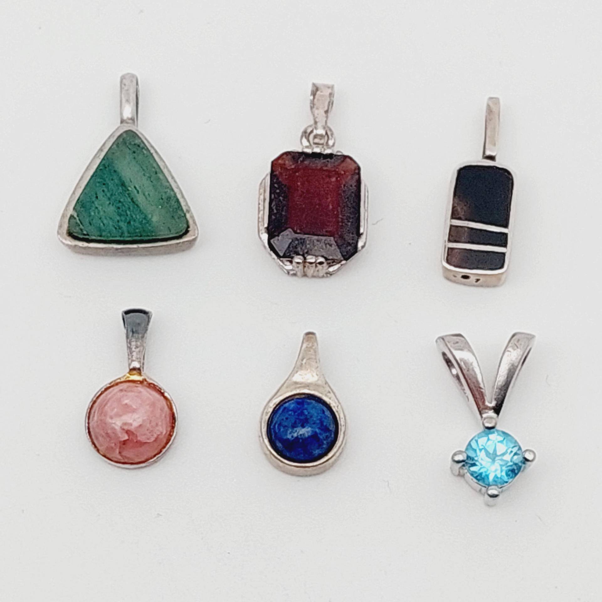 Vintage 835Er 925Er Silber Anhänger Geschenk Verlobungsgeschenk Lapislazuli Malachit Rhodochrosit Zirkon von SchmuckparadiesShop