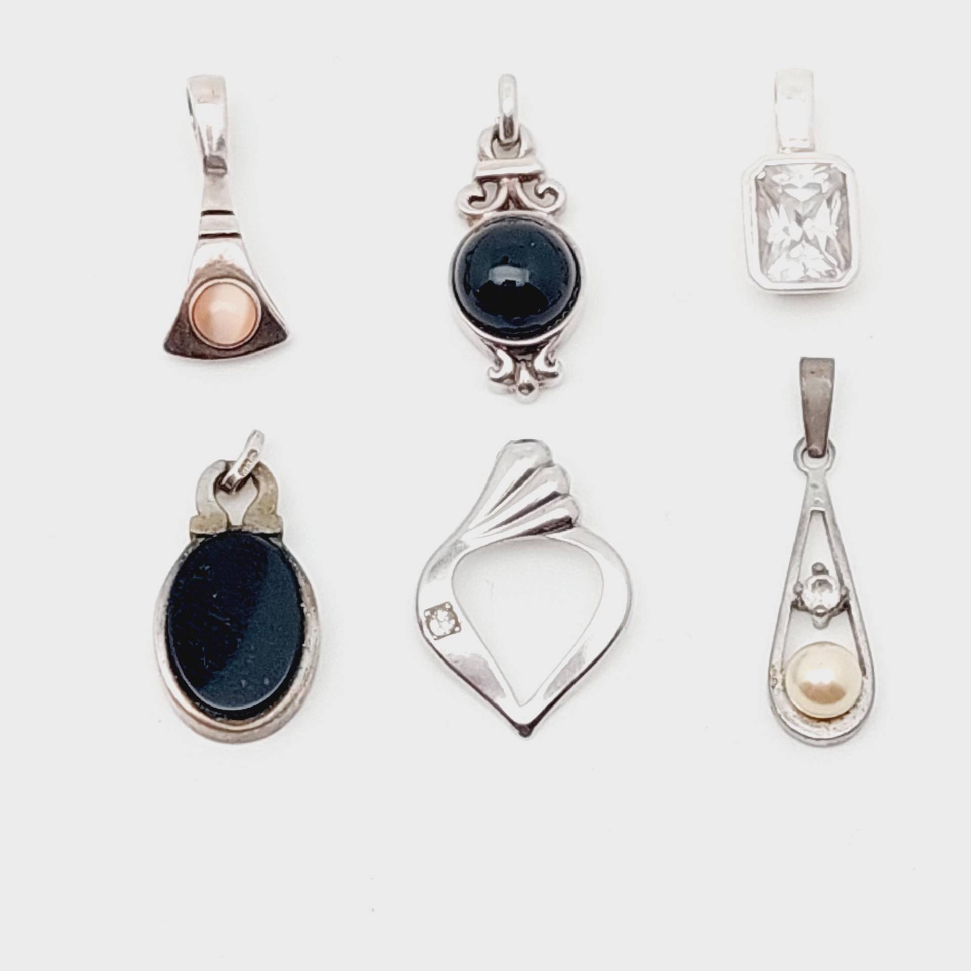 Vintage 835Er 925Er Silber Anhänger Geschenk Verlobungsgeschenk Onyx Perle Zirkon von SchmuckparadiesShop