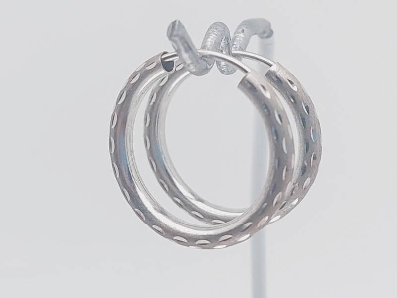 Vintage 925 Silber Creolen Ohrringe Diamantiert Durchmesser 2 cm #100 von SchmuckparadiesShop