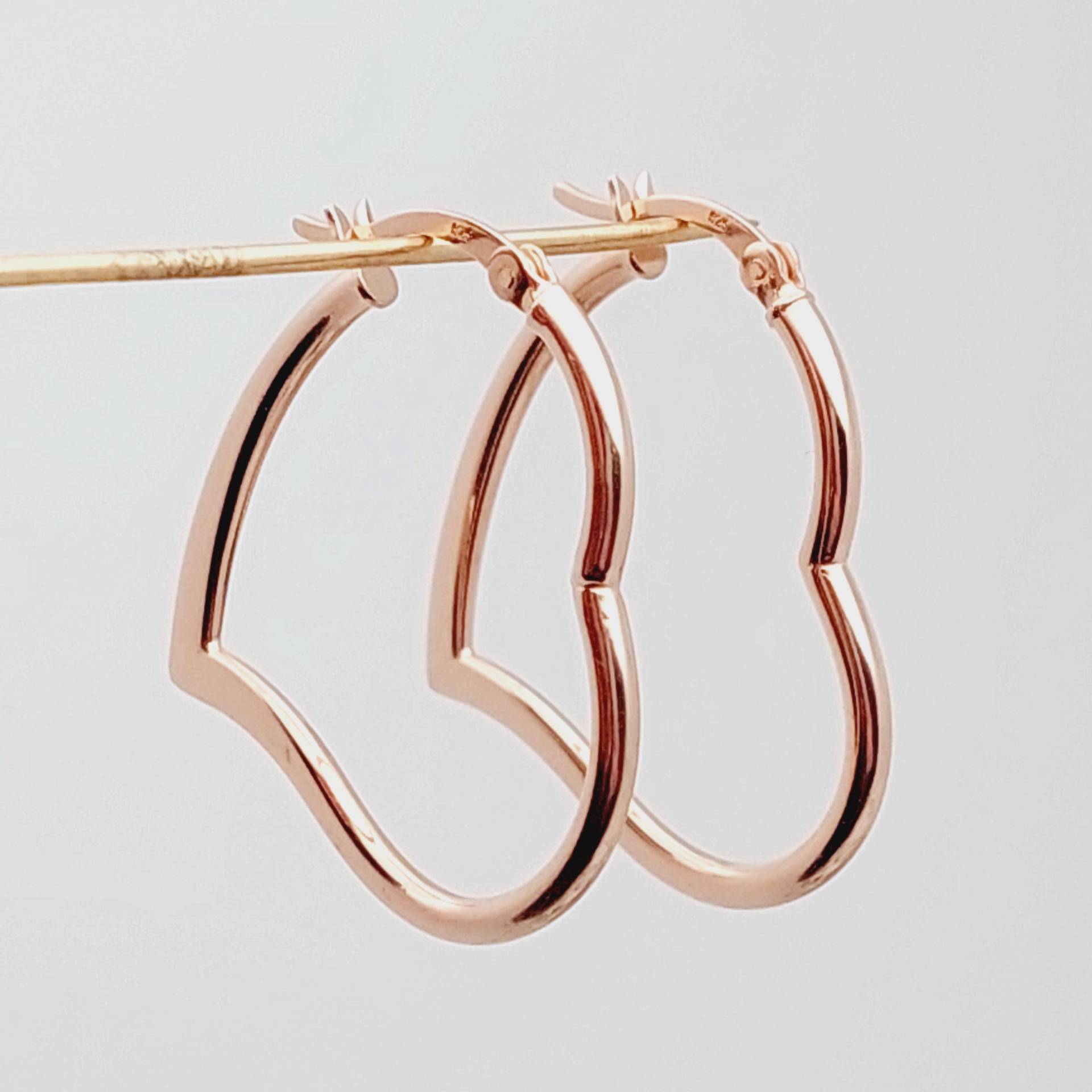 Vintage 925 Silber Creolen Ohrringe Herz Durchmesser 3 cm von SchmuckparadiesShop