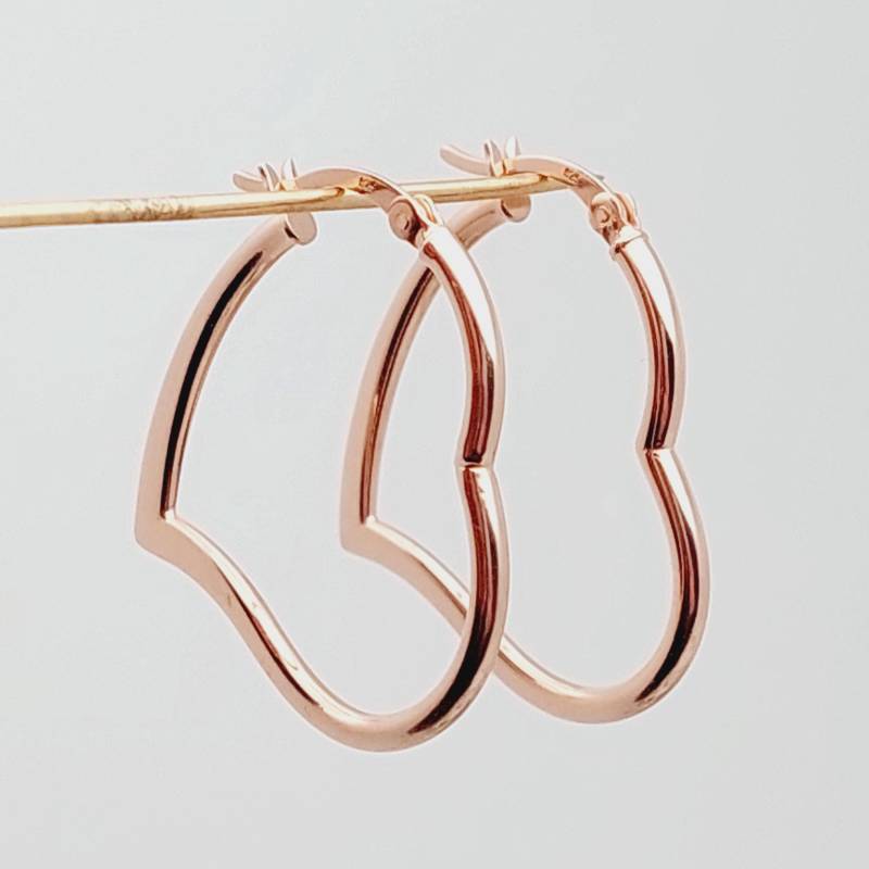 Vintage 925 Silber Creolen Ohrringe Herz Durchmesser 3 cm von SchmuckparadiesShop