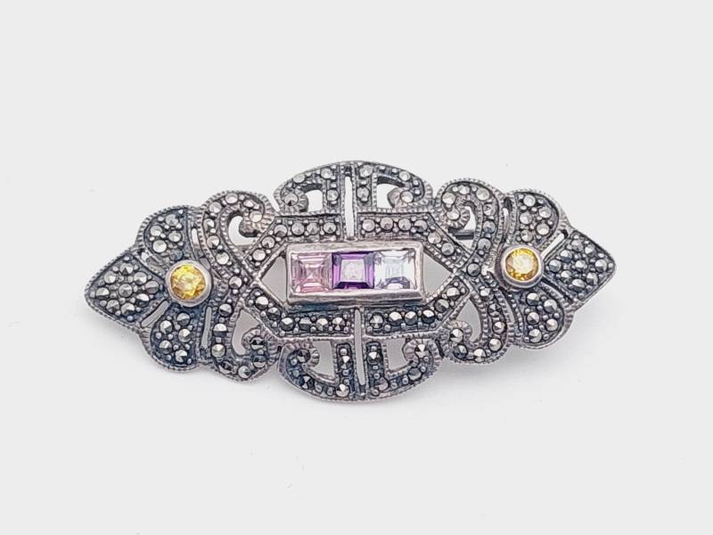Vintage 925Er Silber Brosche Jugendstil Stil Filigranschmuck Rocaille von SchmuckparadiesShop