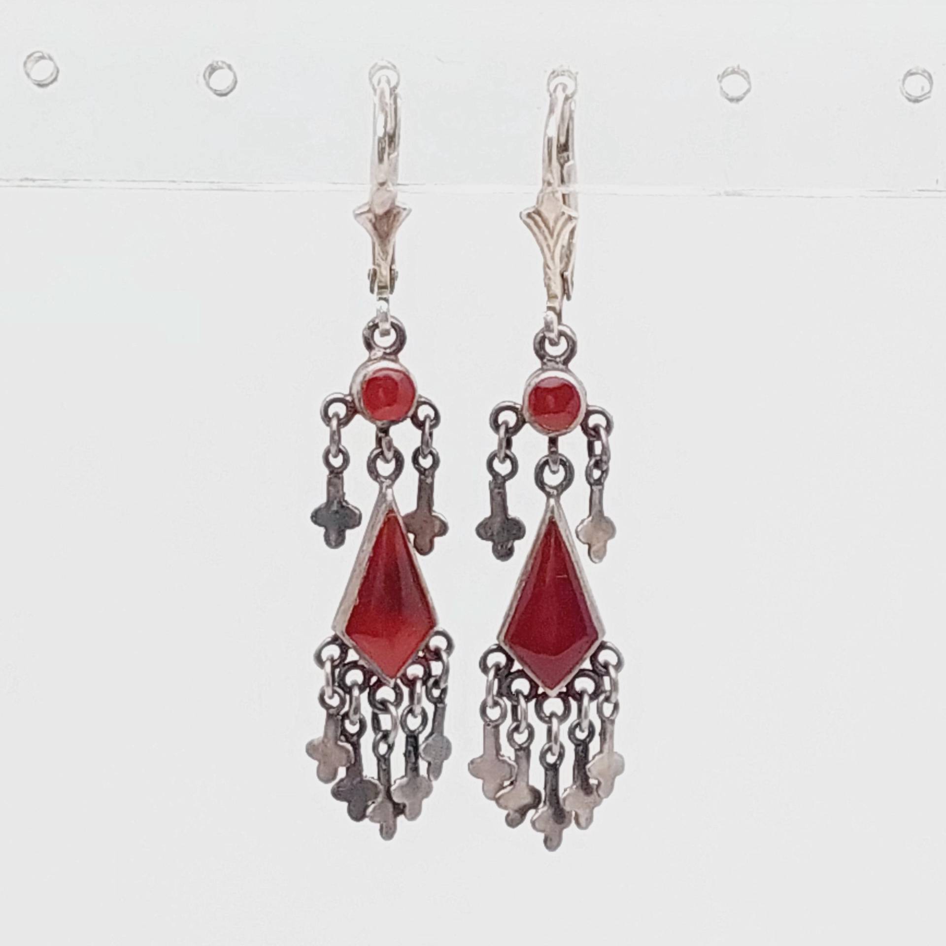 Vintage 925Er Silber Ohrringe Granat Trachtenschmuck Ohrschmuck Mit Roten Steinen von SchmuckparadiesShop