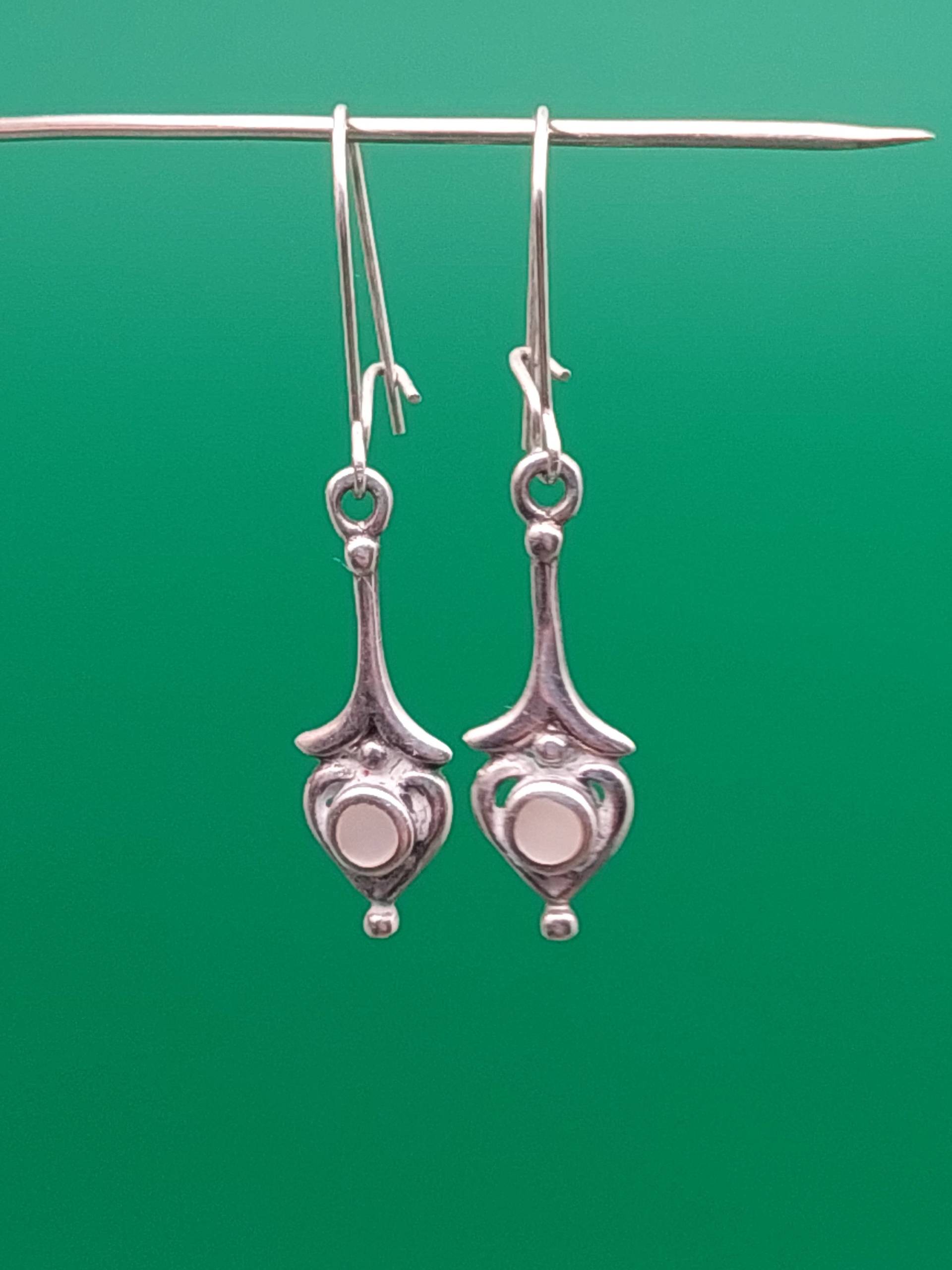 Vintage 925Er Silber Ohrringe Mit Perlmutt Ohrhänger Filigranschmuck von SchmuckparadiesShop