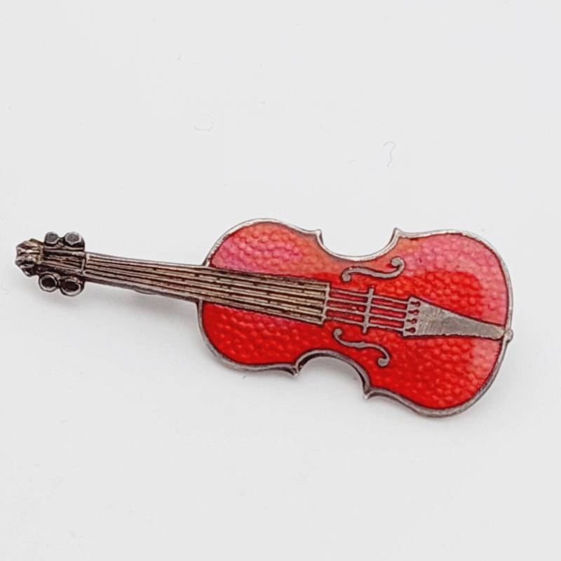 Vintage Brosche Emaille Schmuck Geige Violine Kontrabass Reiter Mittenwald von SchmuckparadiesShop