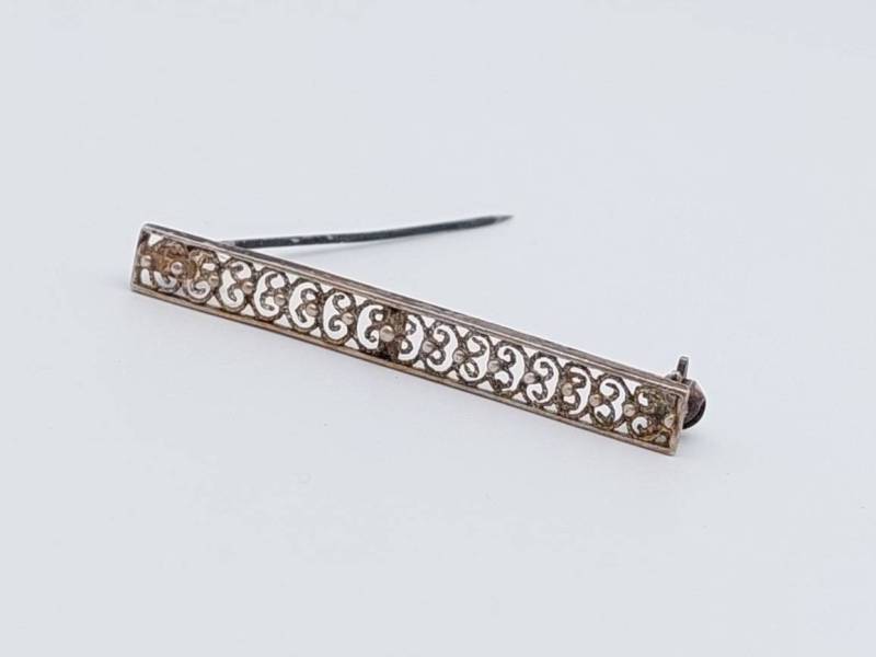 Vintage Florale 800Er Silber Brosche Blumen Jugendstil Stabbrosche von SchmuckparadiesShop