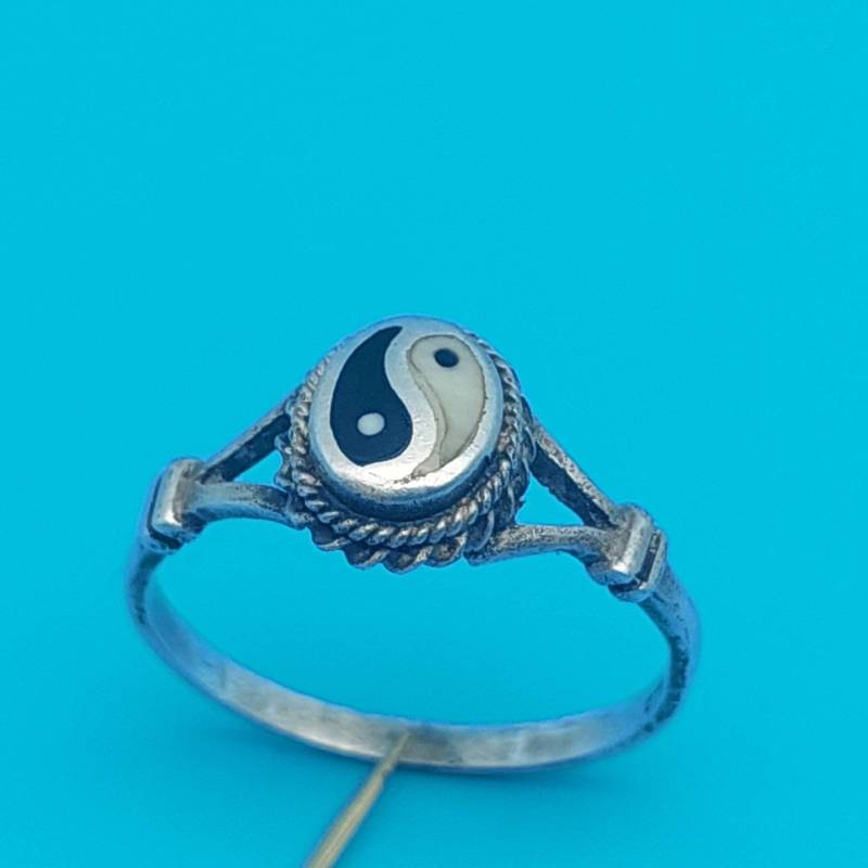 Vintage Ring 925Er Silber Siegelring Yin Yang Gr 14 von SchmuckparadiesShop