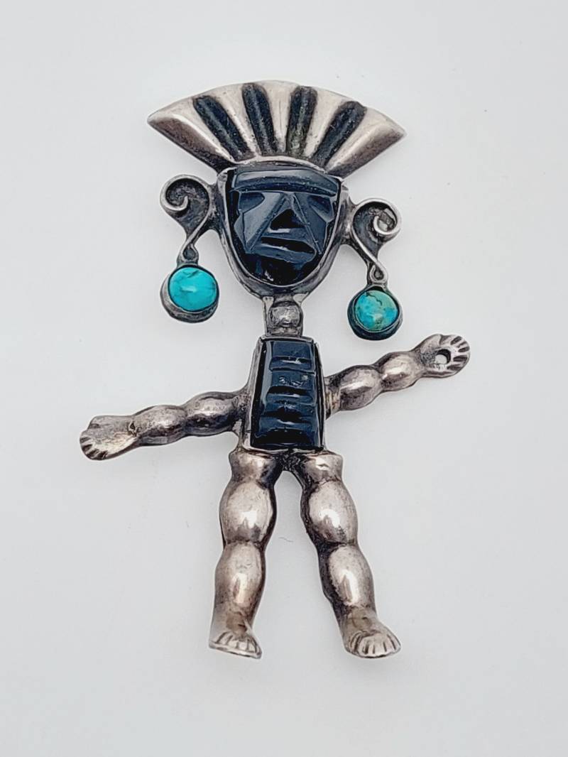 Vintage Silber Anhänger Maya Inka Gott Mexiko von SchmuckparadiesShop