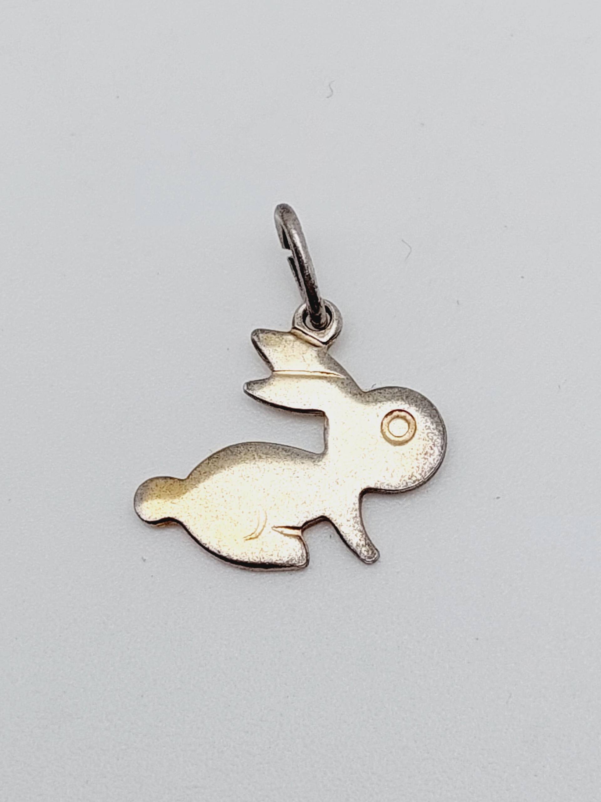 Vintage Sterling Anhänger Hase Kaninchen Charm Silberanhänger Bettelarmband von SchmuckparadiesShop