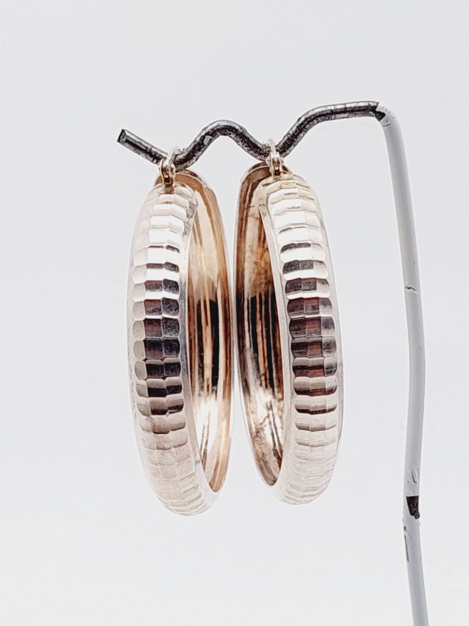 Vintage Xxl Creolen 925Er Silber Diamantiert Durchmesser 4, 1 cm Ohrringe von SchmuckparadiesShop