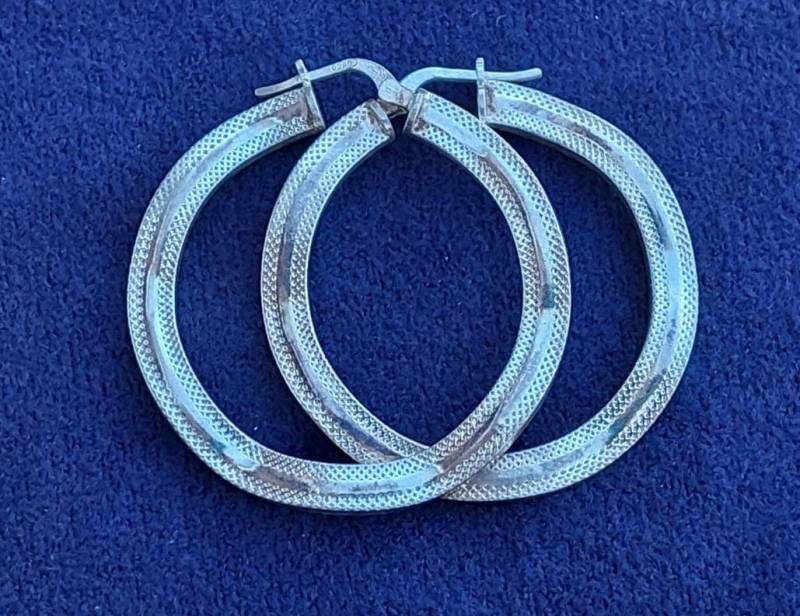 Vintage Xxl Creolen 925Er Silber Durchmesser 3, 8 cm Gewellt Ohrringe von SchmuckparadiesShop