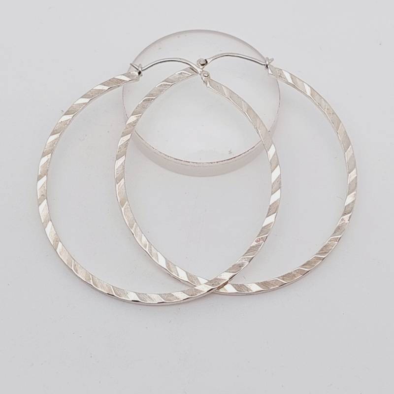 Vintage Xxl Creolen 925Er Silber Durchmesser 4, 1 cm Diamantierte Ohrringe von SchmuckparadiesShop