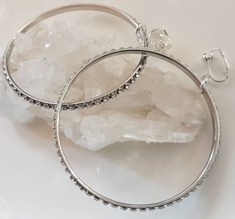 Ohrclip Clips Versilbert Mit Strass 7 cm Ohrclip Clips Versilbert Mit Strass 7 cm von Schmuckperle3000