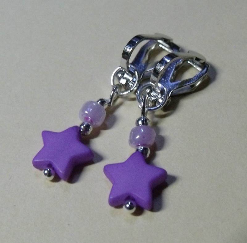 Kinderohrclips Mit Lila Stern Und Perle von Schmuckperle3000