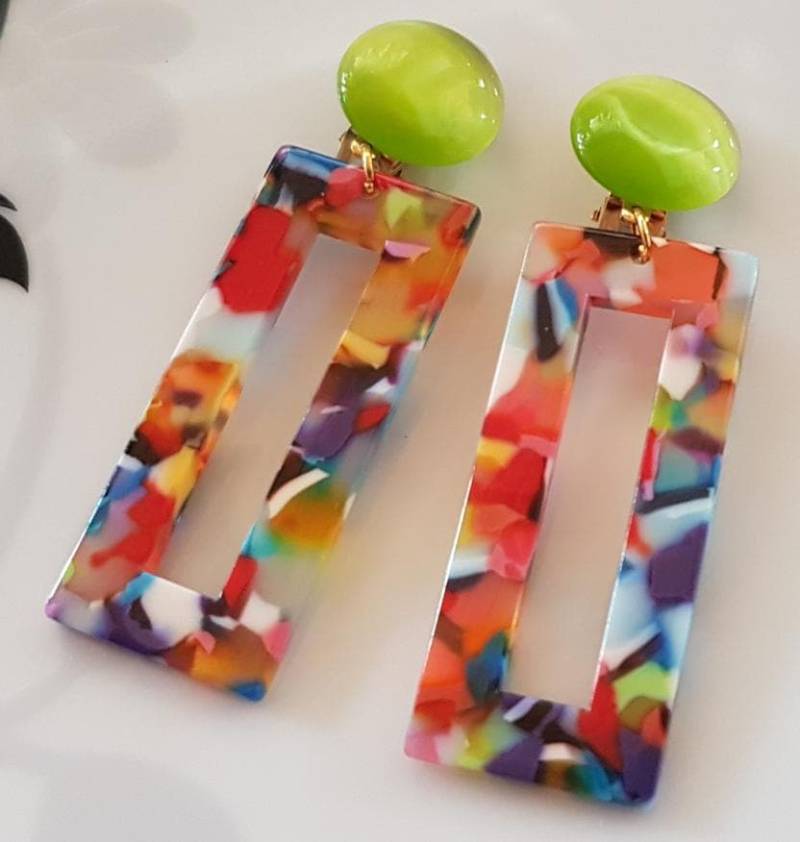 Ohrclips Clips Acryl Mehrfarbig Ohrclips Clips Acryl Mehrfarbig von Schmuckperle3000