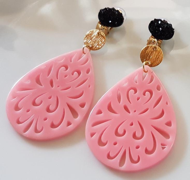 Ohrclips Clips Acryltropfen Mit Ornamente Ohrclips Clips Acryltropfen Mit Ornamente von Schmuckperle3000