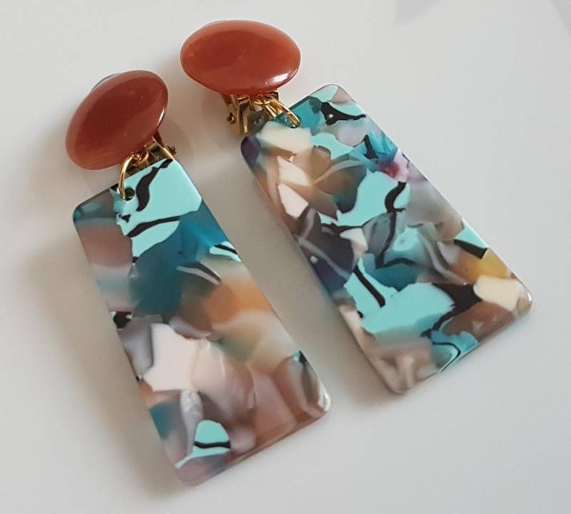 Ohrclips Clips Katzenaugen Glascabochons Mehrfarbig Ohrclips Clips Katzenaugen Glascabochons Mehrfarbig von Schmuckperle3000