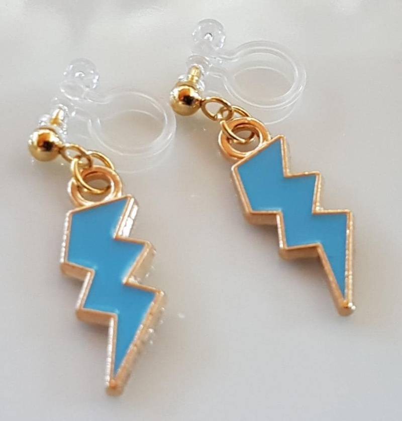 Ohrclips Clips Mit Blaue Blitze von Schmuckperle3000