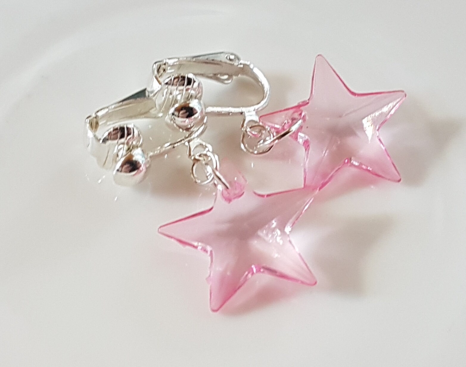 Ohrclips Clips Mit Rosa Sterne von Schmuckperle3000