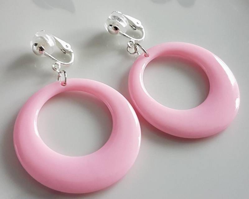 Ohrclips Clips Rosa Creolen Ohrclips Clips Rosa Creolen von Schmuckperle3000