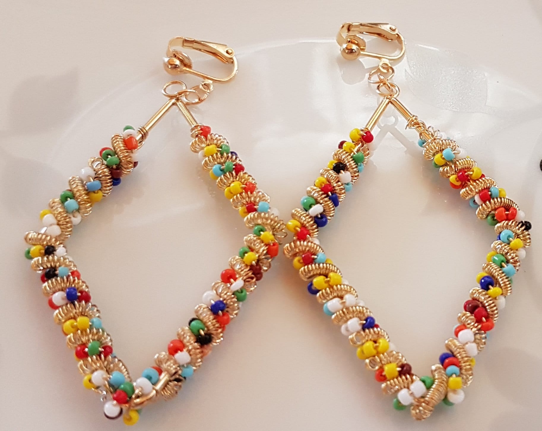 Ohrclips Mit Bunte Perlen von Schmuckperle3000