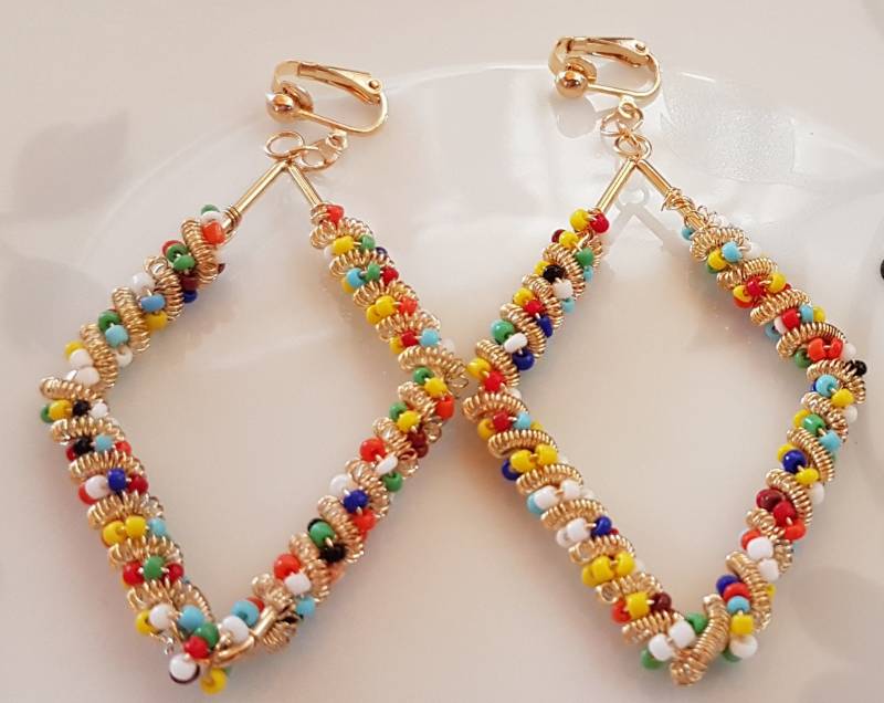 Ohrclips Mit Bunte Perlen von Schmuckperle3000