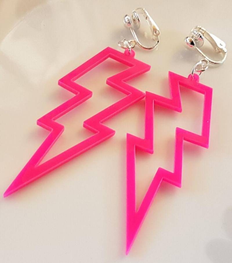 Ohrclips Mit Pinkfarbene Blitze von Schmuckperle3000