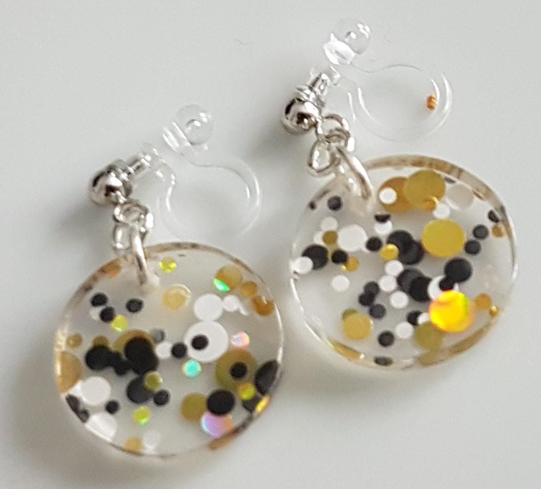 Schmerzfreie Kinder Ohrclips Clips Mit Gesprenkelte Anhänger von Schmuckperle3000