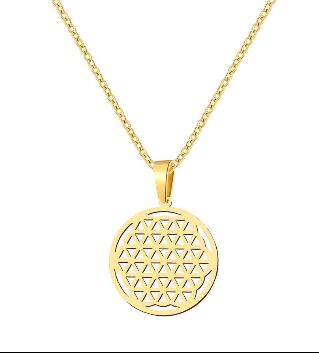 Blume Des Lebens Edelstahl Gold von Schmuckphantasien