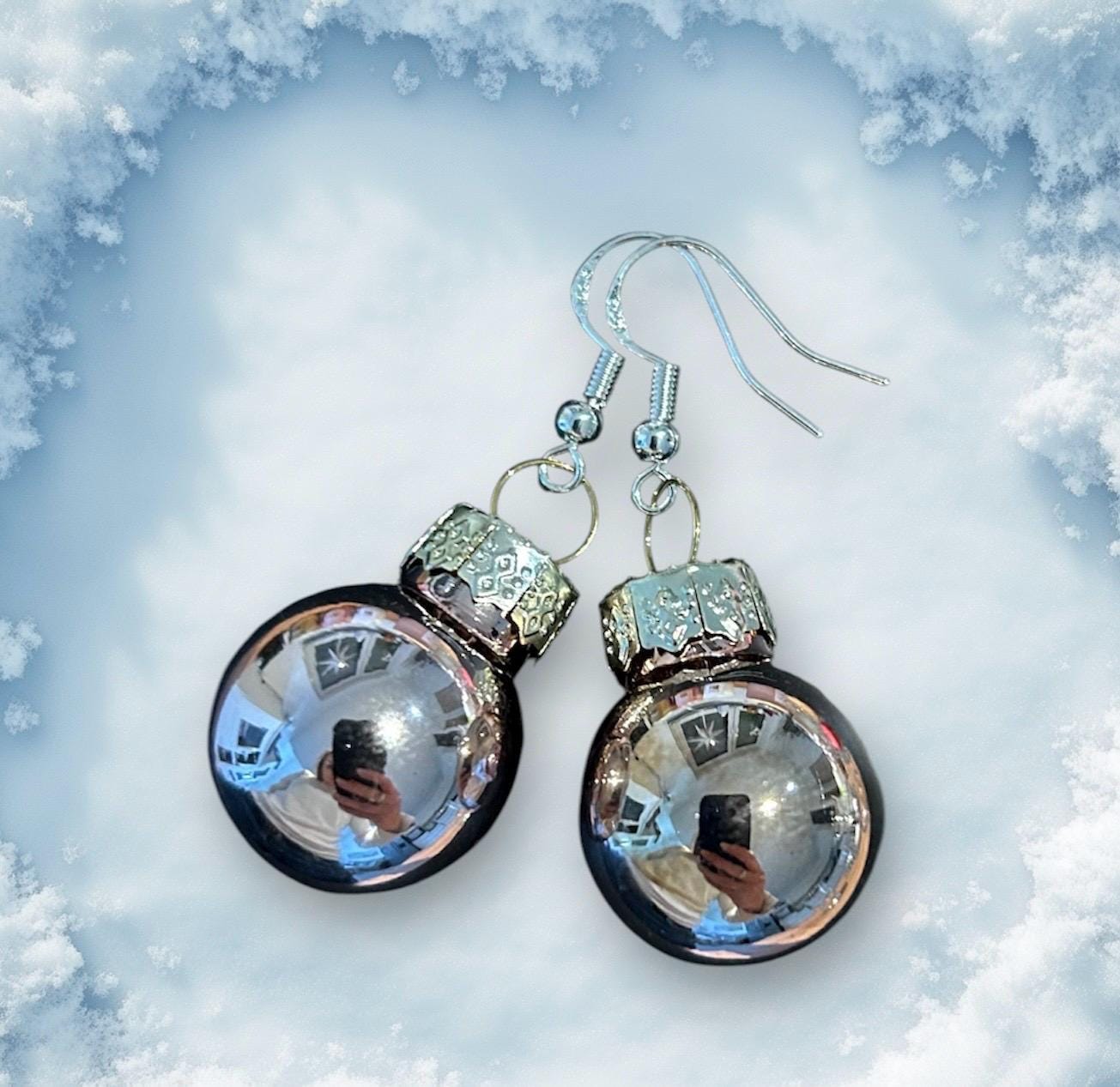 Mini Christbaumkugel 925 Silber Ohrringe Weihnachten Altrosa von Schmuckphantasien