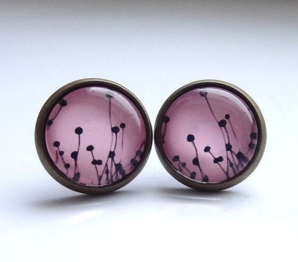 Ohrstecker Glascabochon Rosa O16 von Schmuckphantasien