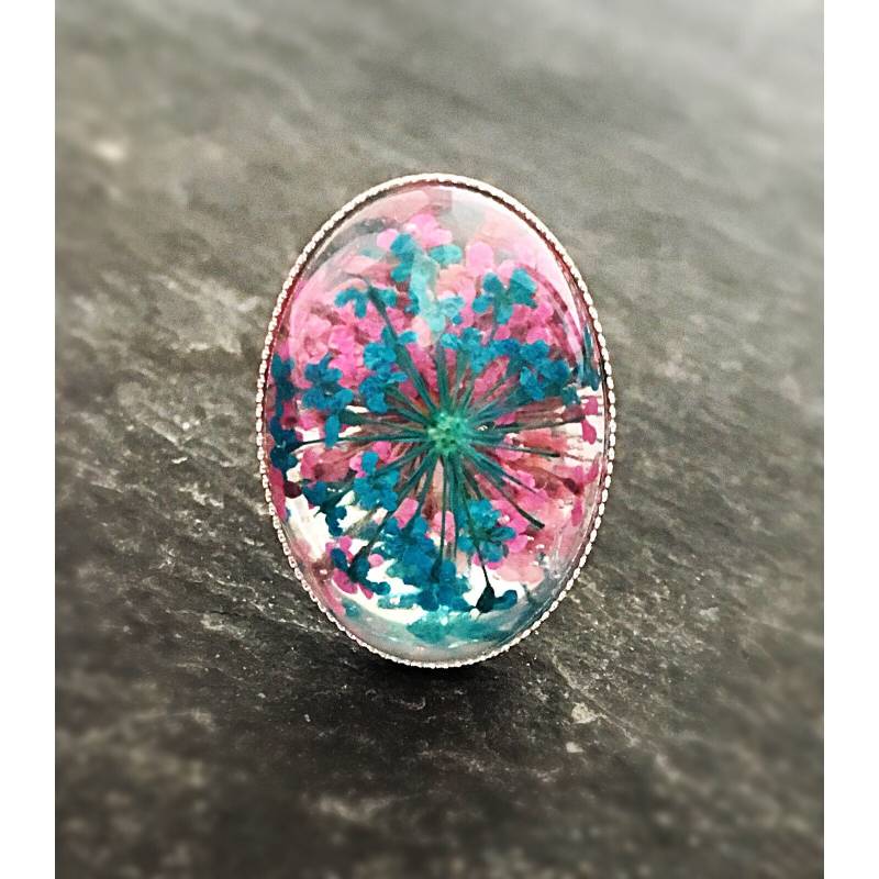 Ring Echte Blüten Cabochon Silber R2 von Schmuckphantasien