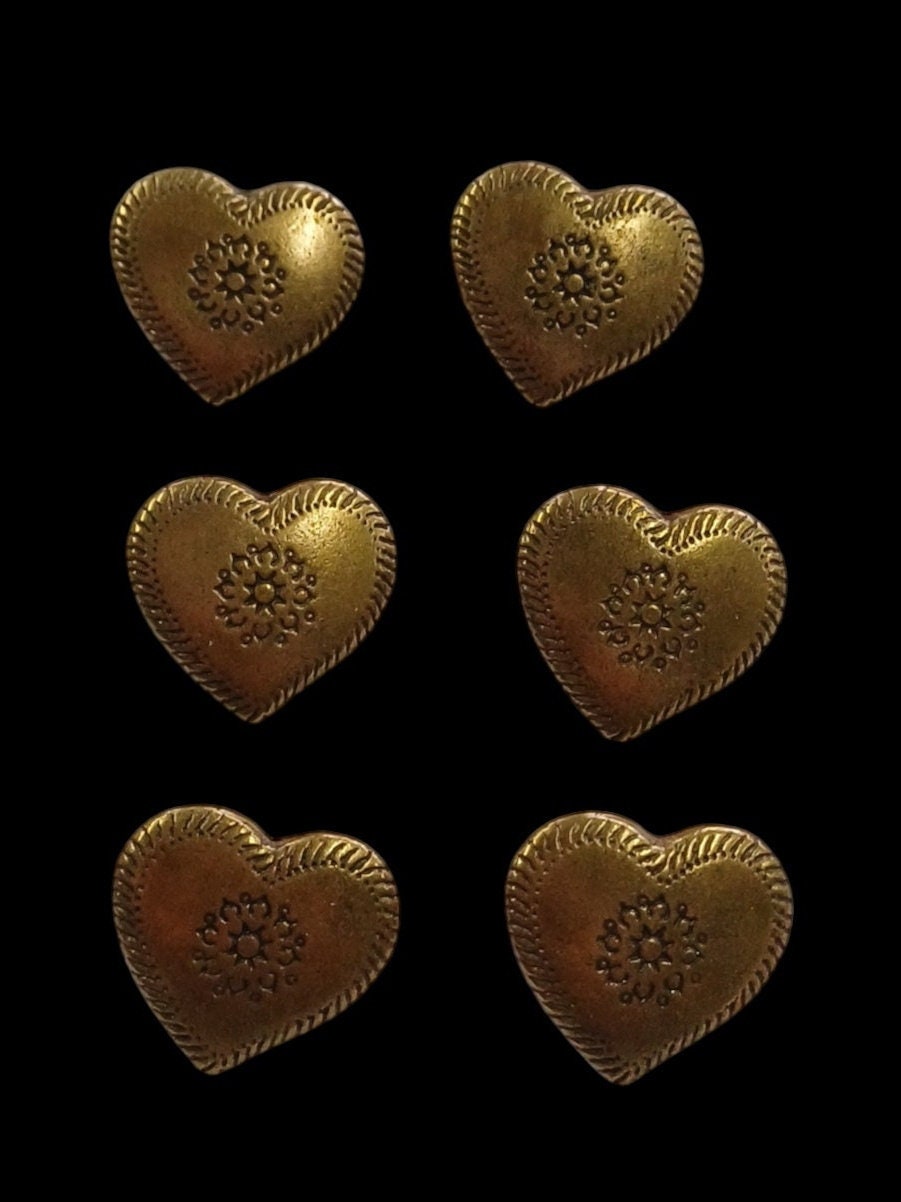 6x Silber, Golfarbene Herz Motiv Trachtenknöpfe Aus Metall Größe 18&20mm, Oktoberfest, Metalltrachtenknöpfe #11223686 von Schmuckstadel24