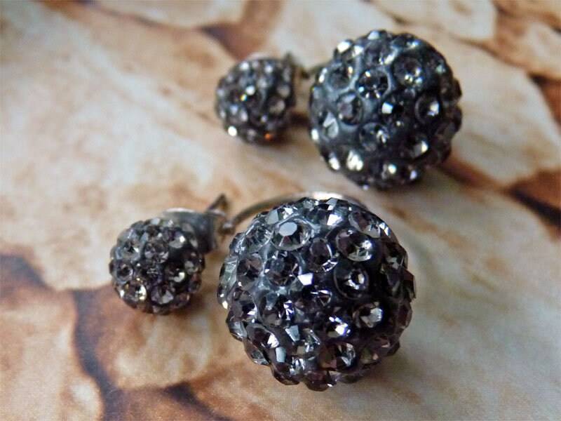 Ohrstecker Mit 2 Shamballa-Kugeln Grau von SchmuckstueckeShop