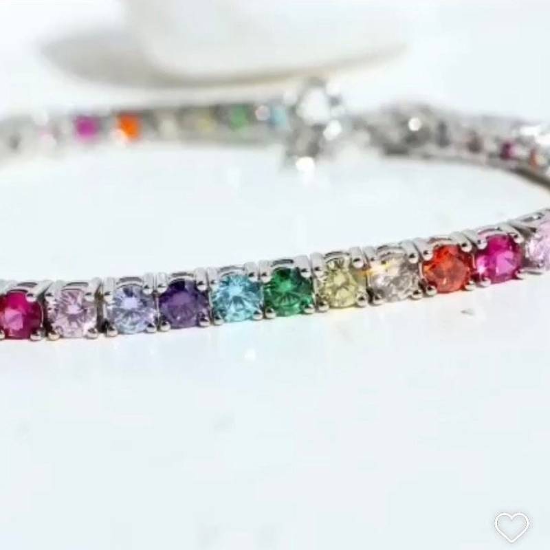 Wunderschönes Tennisarmband Mit Bunten Zirkonia Multicolor in Echt Silber - Color Your Life von Schmuckstyck