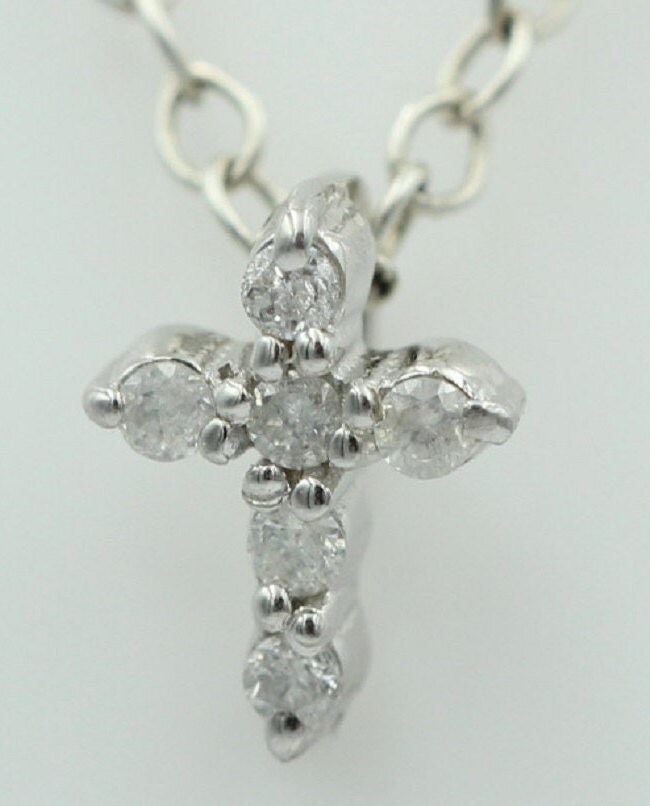 0, 072 Carat Weißer Diamant Kreuzanhänger 925 Silber Collier Kette I2 - I3. G-H von Schmucktime