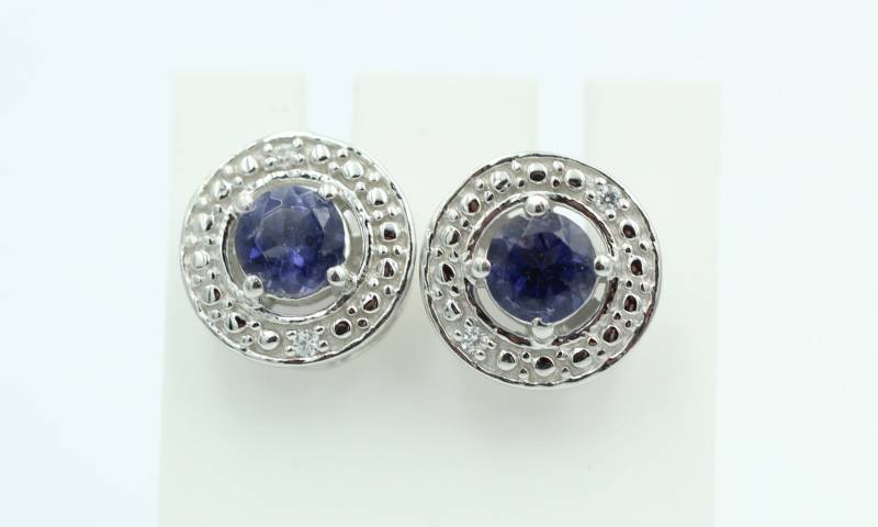 1, 2 Carat Iolith Ohrstecker 925 Silber Wassersaphir Luchssaphir Mit Zirkonias von Schmucktime