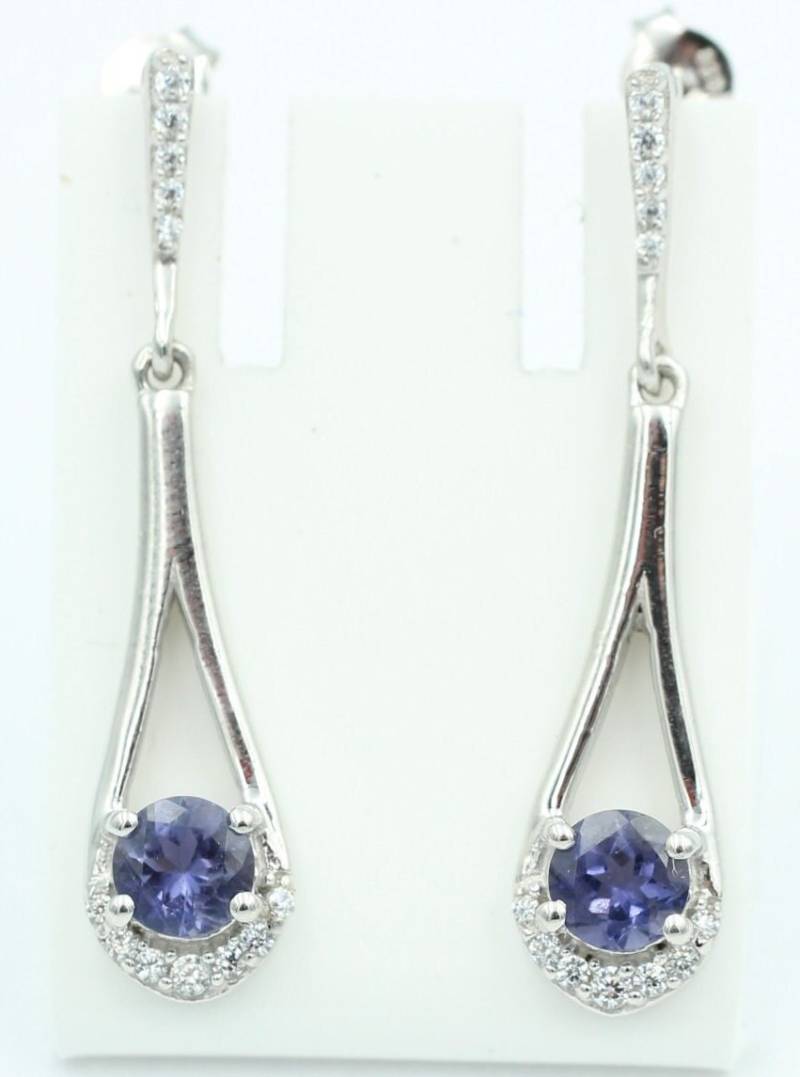 1, 3 Carat Iolith Ohrstecker 925 Silber Wassersaphir Luchssaphir Mit Zirkonia von Schmucktime