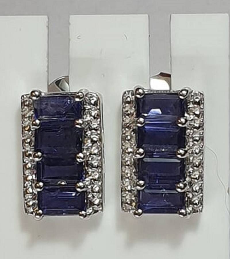 2, 0 Carat Iolith Ohrstecker 925 Silber Ohrring Wassersahpir Luchssaphir Edel von Schmucktime